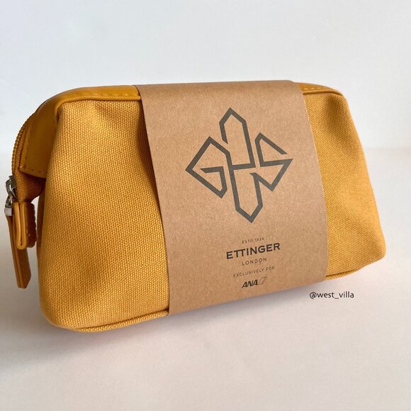 Ettinger London x ANA Airlines with Aveda Amenity Travel Pouch Case Yellow Gold - Picture 1 of 9
